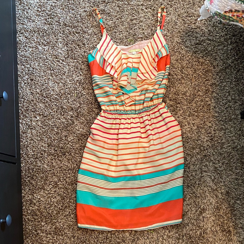 Orange and blue striped dress